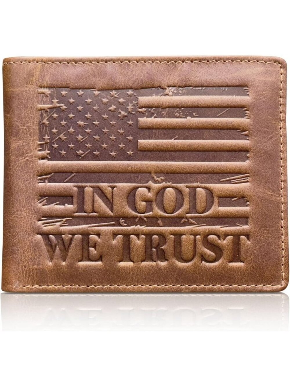 American Flag Bifold Wallet for Men, 'IN GOD WE TRUST', Stylish & Durable Design